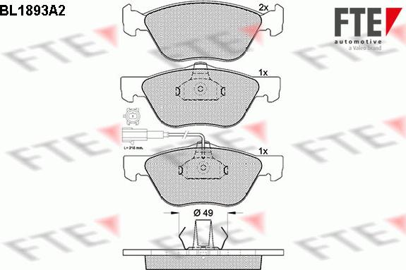 FTE 9010480 - Kit de plaquettes de frein, frein à disque cwaw.fr