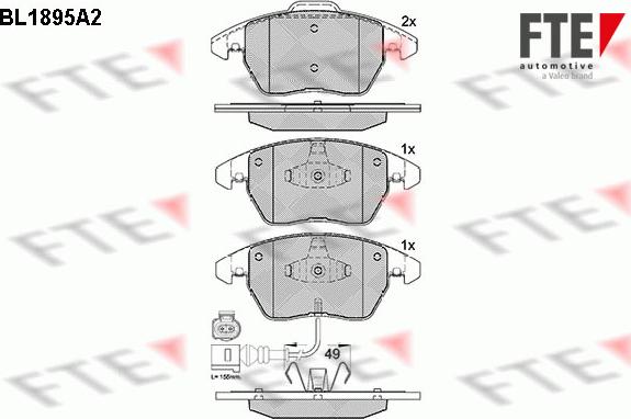 FTE BL1895A2 - Kit de plaquettes de frein, frein à disque cwaw.fr