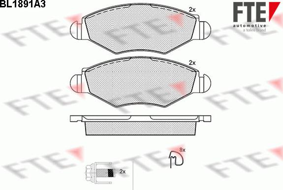 FTE BL1891A3 - Kit de plaquettes de frein, frein à disque cwaw.fr