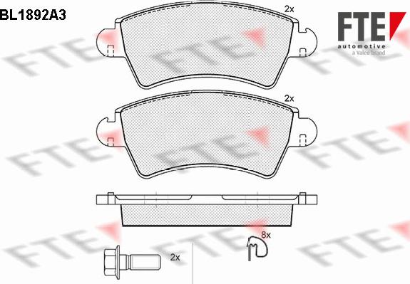 FTE BL1892A3 - Kit de plaquettes de frein, frein à disque cwaw.fr