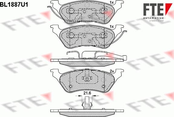 FTE BL1887U1 - Kit de plaquettes de frein, frein à disque cwaw.fr