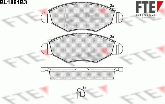 FTE BL1891B3 - Kit de plaquettes de frein, frein à disque cwaw.fr