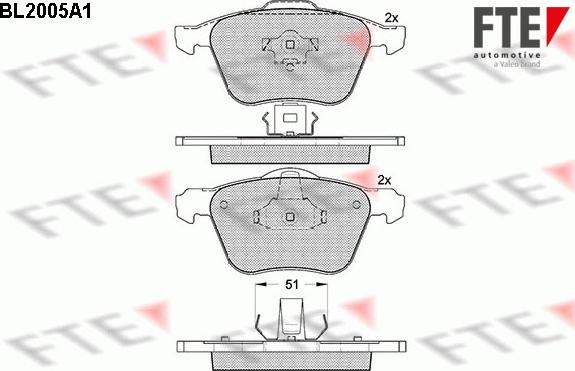 FTE BL2005A1 - Kit de plaquettes de frein, frein à disque cwaw.fr