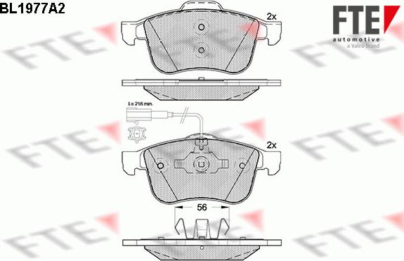 FTE BL1977A2 - Kit de plaquettes de frein, frein à disque cwaw.fr