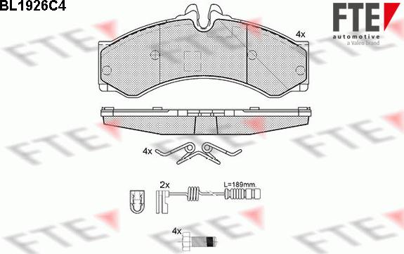 FTE BL1926C4 - Kit de plaquettes de frein, frein à disque cwaw.fr