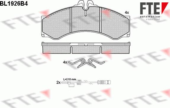 FTE BL1926B4 - Kit de plaquettes de frein, frein à disque cwaw.fr