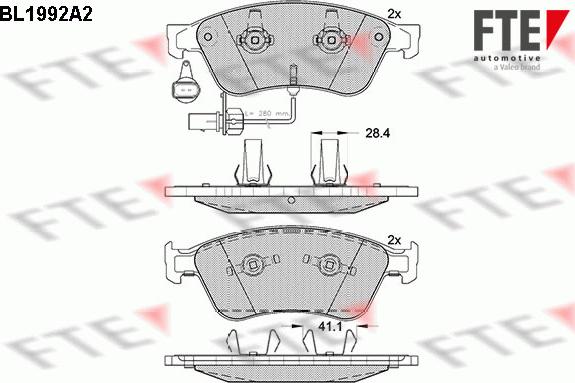 FTE BL1992A2 - Kit de plaquettes de frein, frein à disque cwaw.fr