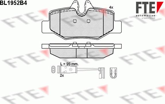 FTE BL1952B4 - Kit de plaquettes de frein, frein à disque cwaw.fr