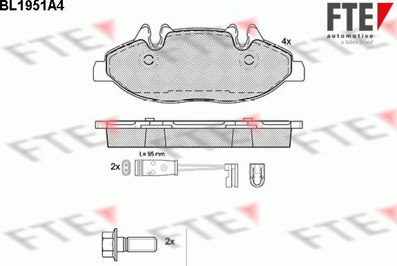 FTE BL1951A4 - Kit de plaquettes de frein, frein à disque cwaw.fr