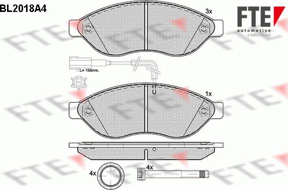 FTE BL2018A4 - Kit de plaquettes de frein, frein à disque cwaw.fr