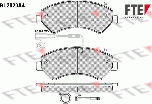 FTE BL2020A4 - Kit de plaquettes de frein, frein à disque cwaw.fr