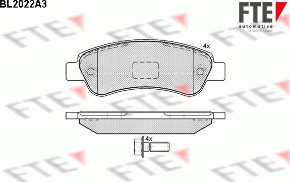 FTE BL2022A3 - Kit de plaquettes de frein, frein à disque cwaw.fr