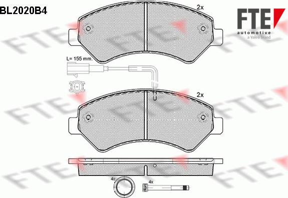 FTE BL2020B4 - Kit de plaquettes de frein, frein à disque cwaw.fr