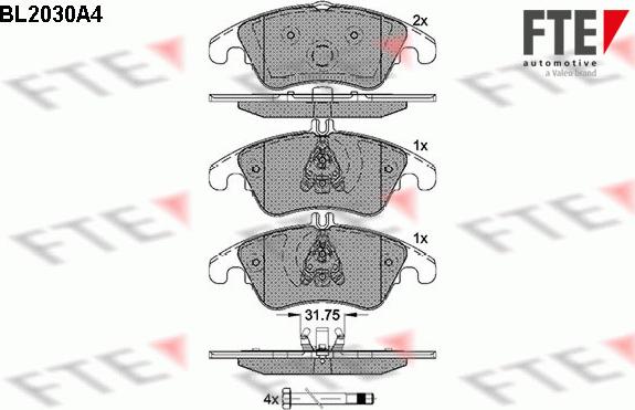 FTE 9010616 - Kit de plaquettes de frein, frein à disque cwaw.fr