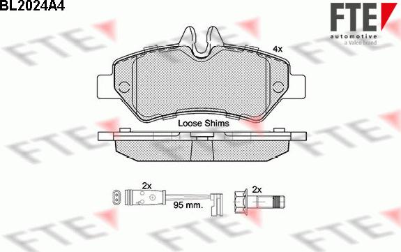 FTE BL2024A4 - Kit de plaquettes de frein, frein à disque cwaw.fr