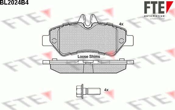 FTE BL2024B4 - Kit de plaquettes de frein, frein à disque cwaw.fr