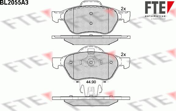 FTE BL2055A3 - Kit de plaquettes de frein, frein à disque cwaw.fr