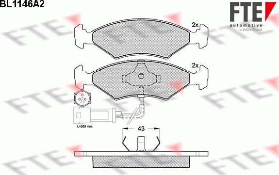 FTE BL1146A2 - Kit de plaquettes de frein, frein à disque cwaw.fr