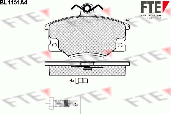 FTE BL1151A4 - Kit de plaquettes de frein, frein à disque cwaw.fr