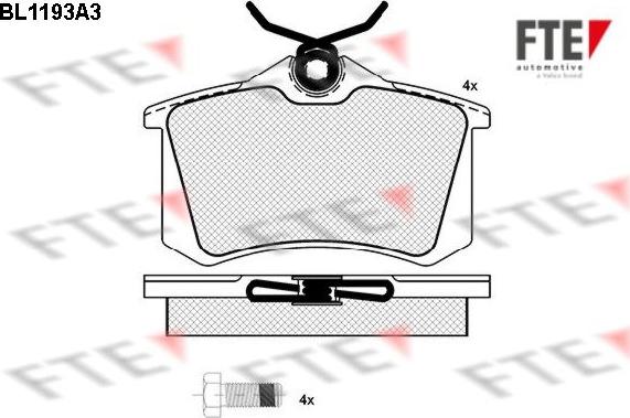 FTE BL1193A3 - Kit de plaquettes de frein, frein à disque cwaw.fr