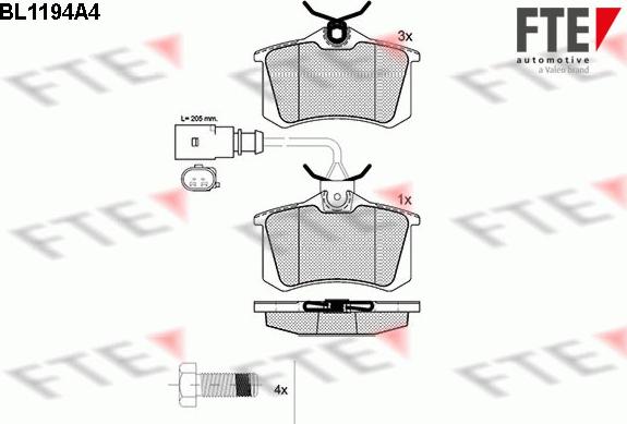 FTE 9010053 - Kit de plaquettes de frein, frein à disque cwaw.fr