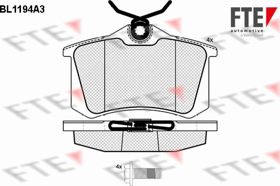 FTE BL1194A3 - Kit de plaquettes de frein, frein à disque cwaw.fr