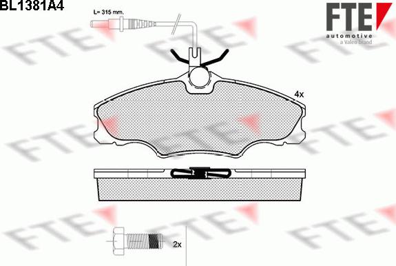 FTE BL1381A4 - Kit de plaquettes de frein, frein à disque cwaw.fr