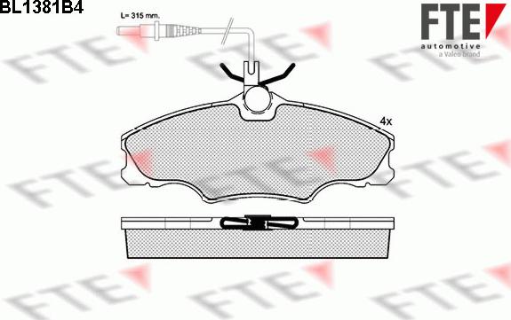 FTE BL1381B4 - Kit de plaquettes de frein, frein à disque cwaw.fr