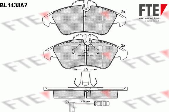 FTE BL1438A2 - Kit de plaquettes de frein, frein à disque cwaw.fr