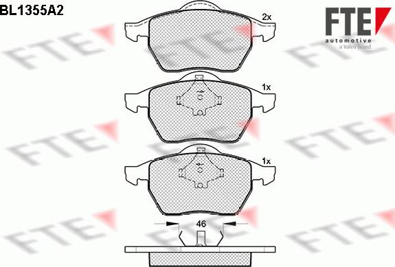 FTE BL1355A2 - Kit de plaquettes de frein, frein à disque cwaw.fr