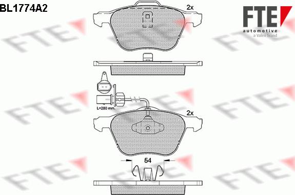 FTE BL1774A2 - Kit de plaquettes de frein, frein à disque cwaw.fr