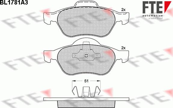 FTE BL1781A3 - Kit de plaquettes de frein, frein à disque cwaw.fr