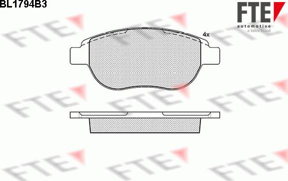 FTE BL1794B3 - Kit de plaquettes de frein, frein à disque cwaw.fr