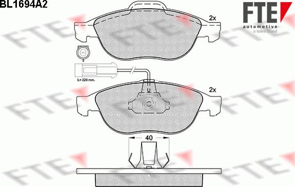 FTE BL1694A2 - Kit de plaquettes de frein, frein à disque cwaw.fr