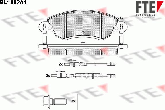 FTE BL1802A4 - Kit de plaquettes de frein, frein à disque cwaw.fr