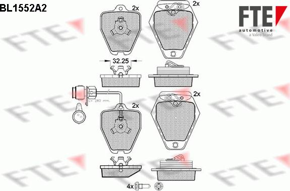 FTE BL1552A2 - Kit de plaquettes de frein, frein à disque cwaw.fr