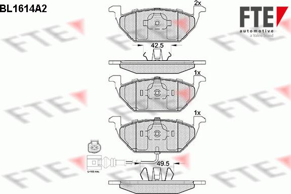 FTE 9010250 - Kit de plaquettes de frein, frein à disque cwaw.fr