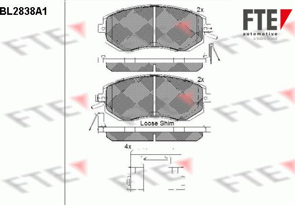 FTE BL2838A1 - Kit de plaquettes de frein, frein à disque cwaw.fr