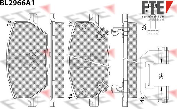 FTE 9011210 - Kit de plaquettes de frein, frein à disque cwaw.fr