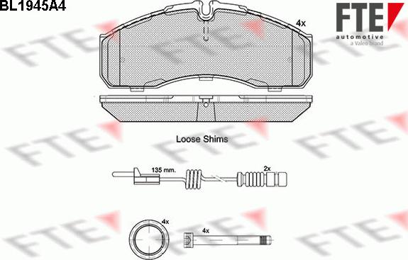 FTE BL1945A4 - Kit de plaquettes de frein, frein à disque cwaw.fr