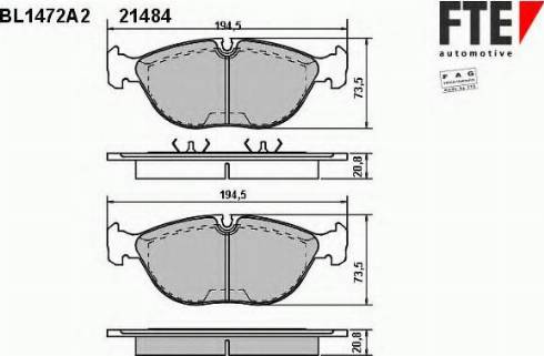 FTE BL1472A2 - Kit de plaquettes de frein, frein à disque cwaw.fr