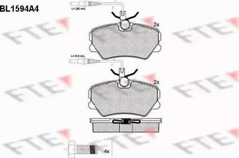 FTE BL1594A4 - Kit de plaquettes de frein, frein à disque cwaw.fr