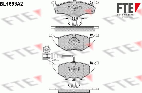 FTE BL1693A2 - Kit de plaquettes de frein, frein à disque cwaw.fr