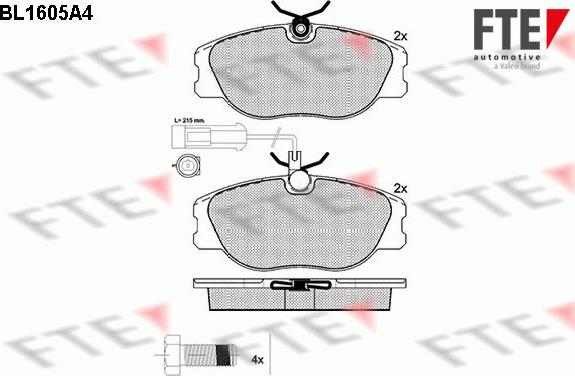 FTE BL1605A4 - Kit de plaquettes de frein, frein à disque cwaw.fr