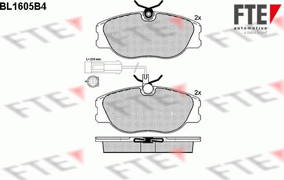 FTE BL1605B4 - Kit de plaquettes de frein, frein à disque cwaw.fr