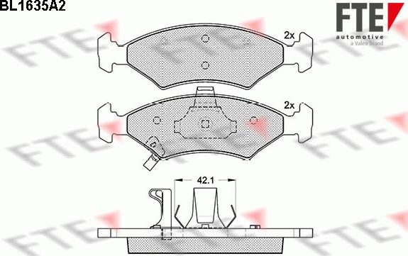 FTE BL1635A2 - Kit de plaquettes de frein, frein à disque cwaw.fr