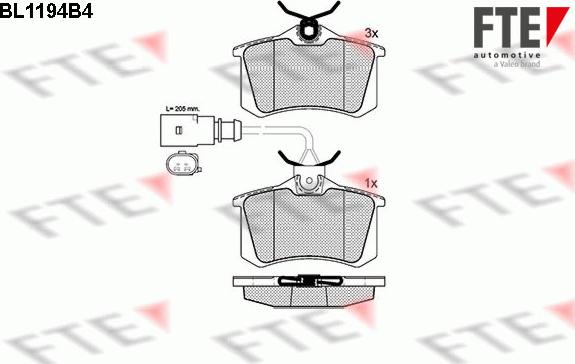 FTE BL1194B4 - Kit de plaquettes de frein, frein à disque cwaw.fr