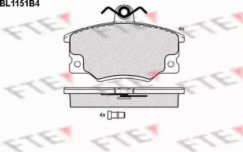 FTE BL1151B4 - Kit de plaquettes de frein, frein à disque cwaw.fr