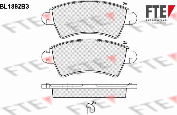 FTE BL1892B3 - Kit de plaquettes de frein, frein à disque cwaw.fr