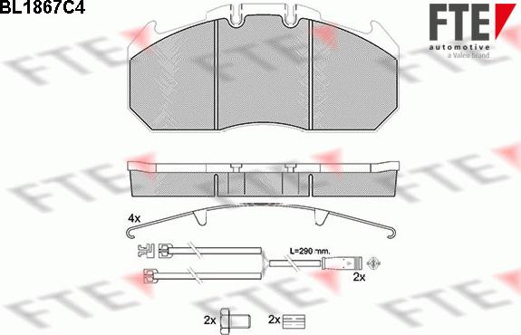 FTE BL1867C4 - Kit de plaquettes de frein, frein à disque cwaw.fr